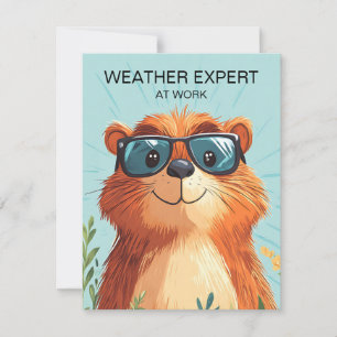 Cartão De Festividades Feliz Dia do Groundhog Cute Colorido Woodchuck