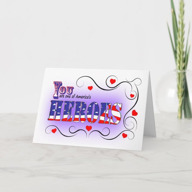 Cartão De Festividades Feliz dia dos namorados a um herói americano com (Frente)