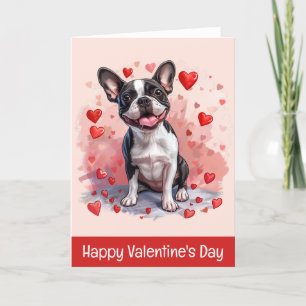 Cartão De Festividades Feliz Dia dos Namorados Boston Terrier Dog