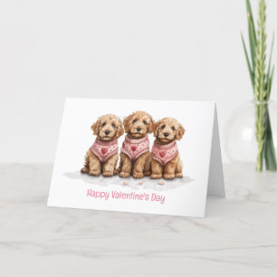 Cartão De Festividades Feliz Dia dos Namorados Cachorros Dourados