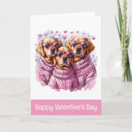 Cartão De Festividades Feliz Dia dos Namorados Cachorros Retriever Dourad