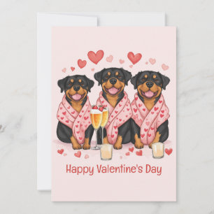 Cartão De Festividades Feliz Dia dos Namorados Cães Rottweiler