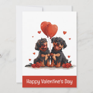 Cartão De Festividades Feliz Dia dos Namorados Cães Rottweiler