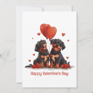 Cartão De Festividades Feliz Dia dos Namorados Cães Rottweiler