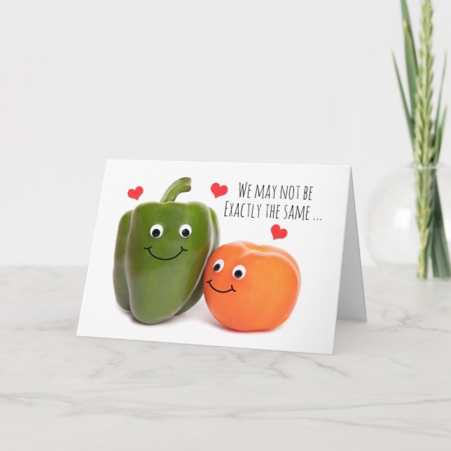 Cartão De Festividades Feliz Dia dos Namorados Casal Pimenta e Tomate (Frente)