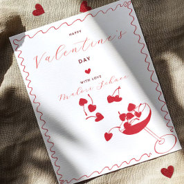 Cartão De Festividades Feliz Dia dos Namorados – Corações de Cereja em Co