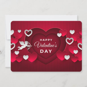 Cartão De Festividades Feliz Dia dos Namorados Corações e Cupido