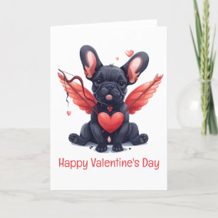 Cartão De Festividades Feliz Dia dos Namorados Cupido Francês Buldogue