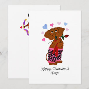 Cartão De Festividades Feliz Dia dos Namorados Dachshund Doggie Card