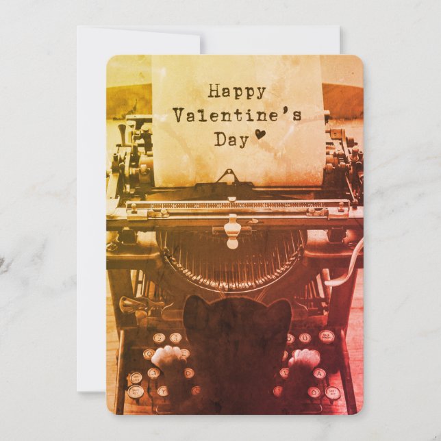 Cartão De Festividades Feliz dia dos namorados de dactilografia do gato (Frente)