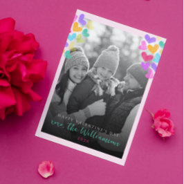 Cartão De Festividades Feliz Dia dos Namorados Foto de Corações Pastel Li