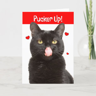 Cartão De Festividades Feliz Dia dos Namorados, gato com língua para fora
