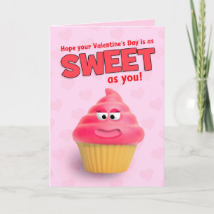 Cartão De Festividades Feliz Dia dos Namorados Humor Cupcake Rosa Fofo