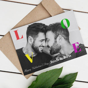Cartão De Festividades Feliz Dia dos Namorados LGBT Monograma com Foto Pe