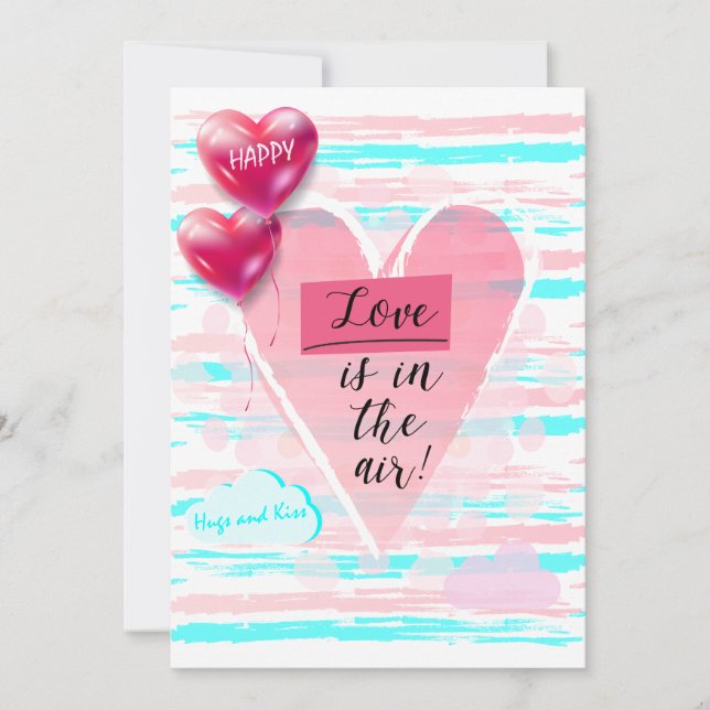 Cartão De Festividades Feliz Dia dos Namorados Linda Saudação Elegante (Frente)