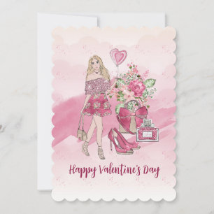 Cartão De Festividades Feliz Dia dos Namorados Mulher Loira