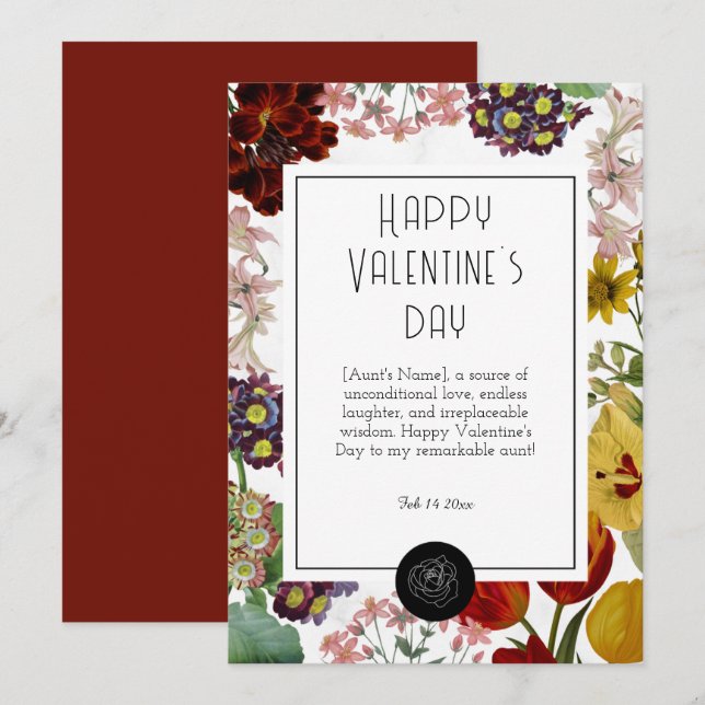 Cartão De Festividades Feliz Dia Dos Namorados Para Minha Tia (Frente/Verso)