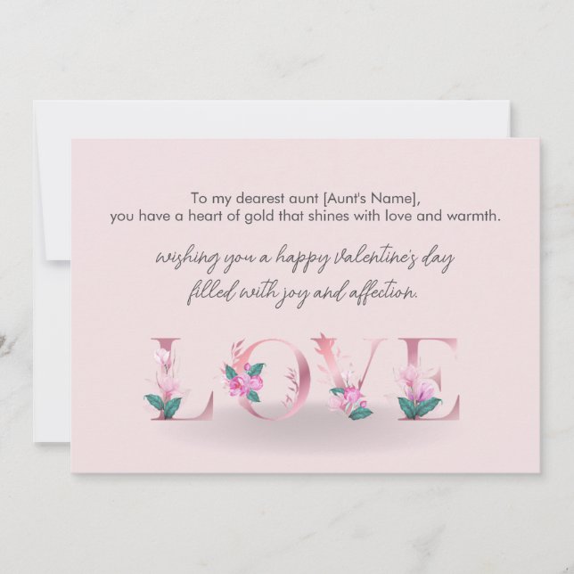 Cartão De Festividades Feliz Dia Dos Namorados Para Minha Tia (Frente)