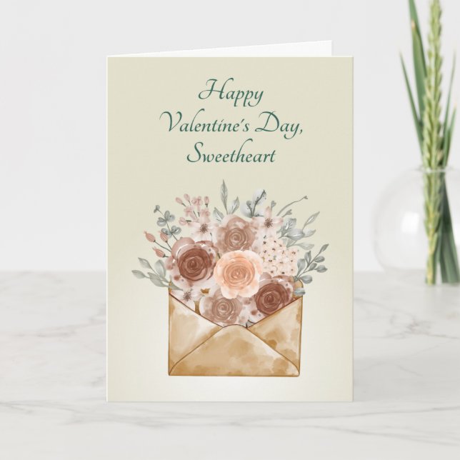 Cartão De Festividades "Feliz Dia dos Namorados, Querido" Floral Elegante (Frente)