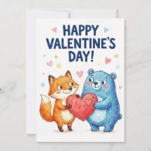 Feliz Dia dos Namorados - Urso e Raposa Fofos de A