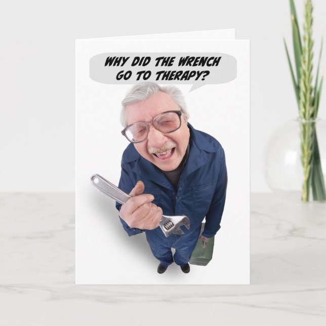 Cartão De Festividades Feliz Dia dos Pais Cara Engraçado Contando Piada d (Frente)