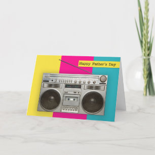 Cartão De Festividades Feliz Dia dos Pais Humor de Boombox Antigo