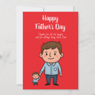 Cartão De Festividades Feliz Dia dos Pais Papai Desenho Animado e Filho