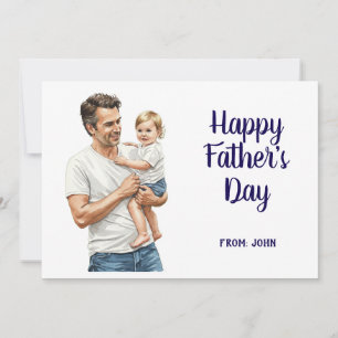 Cartão De Festividades Feliz Dia dos Pais Papai Segurando o Bebê