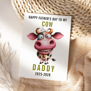 Cartão De Festividades Feliz Dia dos Pais para o Papai   Vaca Fofa
