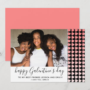 Cartão De Festividades Feliz Dia Galentine Coração Rosa Foto Amiga