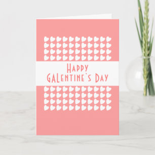 Cartão De Festividades Feliz Dia Galentine Coração Rosa Padrão
