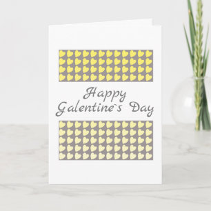 Cartão De Festividades Feliz Dia Galentine`s Amarelo Cinza Padrão Coração
