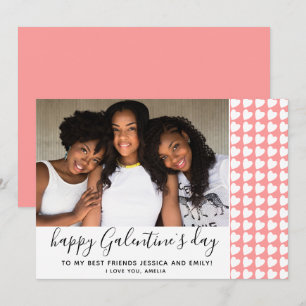 Cartão De Festividades Feliz Dia Galentine`s Coração Rosa Foto Amiga