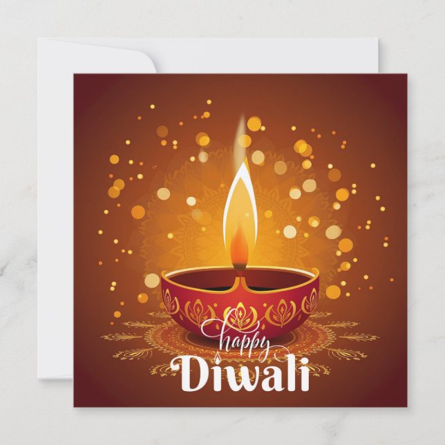 Cartão De Festividades Feliz Diwali brilhando no Festival de Luz do Diya  (Frente)