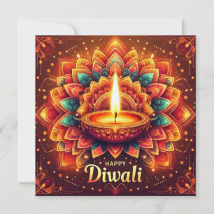 Cartão De Festividades Feliz Diwali Colorful Mandala Festival de Luz