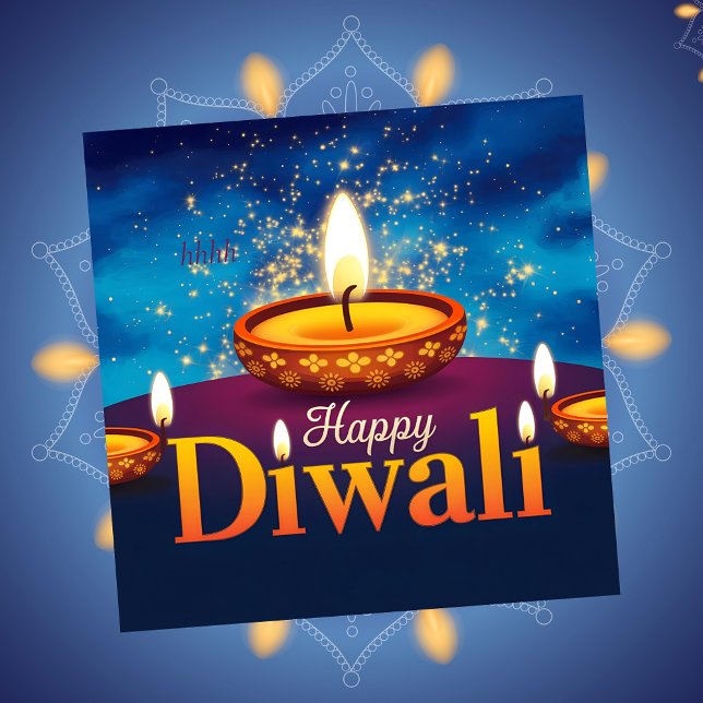 Cartão De Festividades Feliz Diwali Glowi Diya Festival de Luz (Criador carregado)