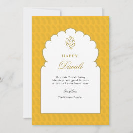 Cartão De Festividades Feliz Diwali Saudando Dourado Ganesh Amarelo