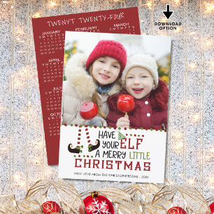 Cartão De Festividades feliz do Elf em 2023 Pequeno Calendário de Natal 2