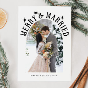 Cartão De Festividades Feliz e Arco Casado - Nova Foto Branco