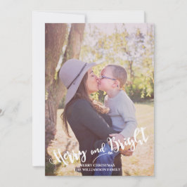 Cartão De Festividades Feliz e Bright Red Green Foto Natal