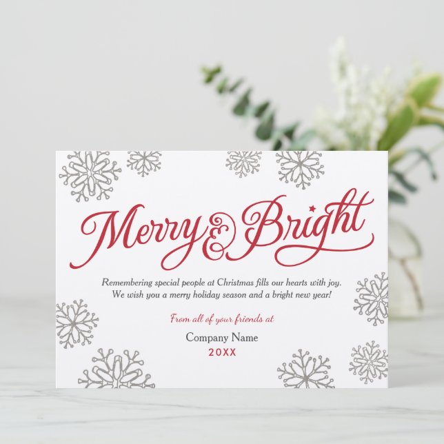 Cartão De Festividades Feliz e Bright Rustic Kraft Red Script Business (Em pé/Frente)