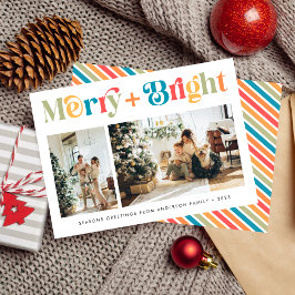 Cartão De Festividades Feliz e Brilhante - Duas Fotografias de Natal