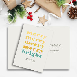 Cartão De Festividades Feliz e Brilhante Natal Azul Mínimo