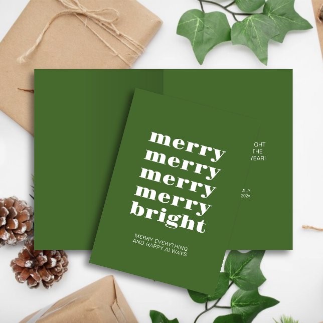 Cartão De Festividades Feliz e Brilhante Natal Verde Mínimo (Criador carregado)