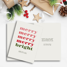 Cartão De Festividades Feliz e Brilhante Natal Verde Mínimo