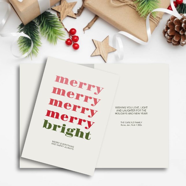 Cartão De Festividades Feliz e Brilhante Natal Verde Mínimo (Criador carregado)