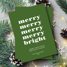 Cartão De Festividades Feliz e Brilhante Natal Verde Mínimo