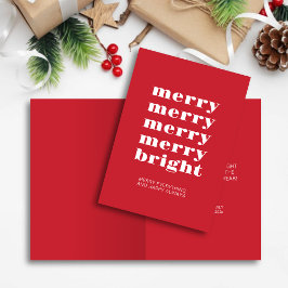 Cartão De Festividades Feliz e Brilhante Natal Vermelho Mínimo