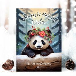Cartão De Festividades Feliz e Brilho da Floresta do Urso Panda