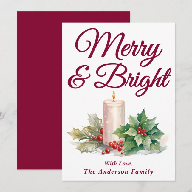 Cartão De Festividades Feliz e Brilho do Script Manuscrito (Frente/Verso)